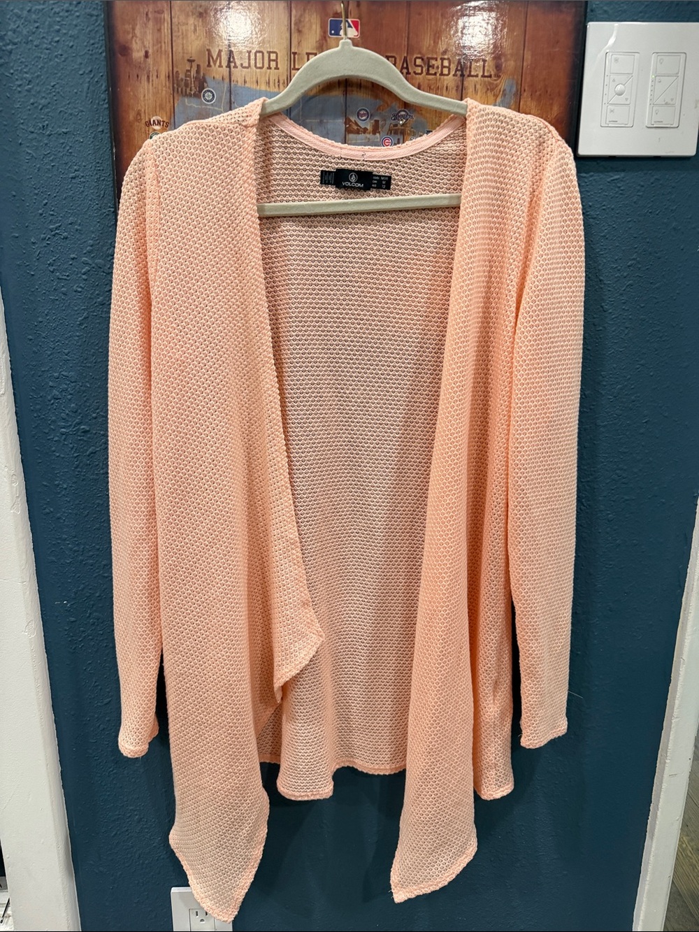 Volcom Peach Open-Front Lightweight Cardigan